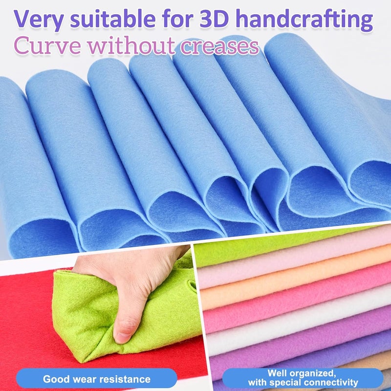 MITINU 12 Rolls 8"x35"(20.5x90cm) 1.4mm Thick Soft Felt Fabric Sheet 12 Assorted Rainbow Series Colors Felt Pack Pastel Felt Sheets for DIY Craft Sewing Squares Nonwoven Patchwork - Image 4